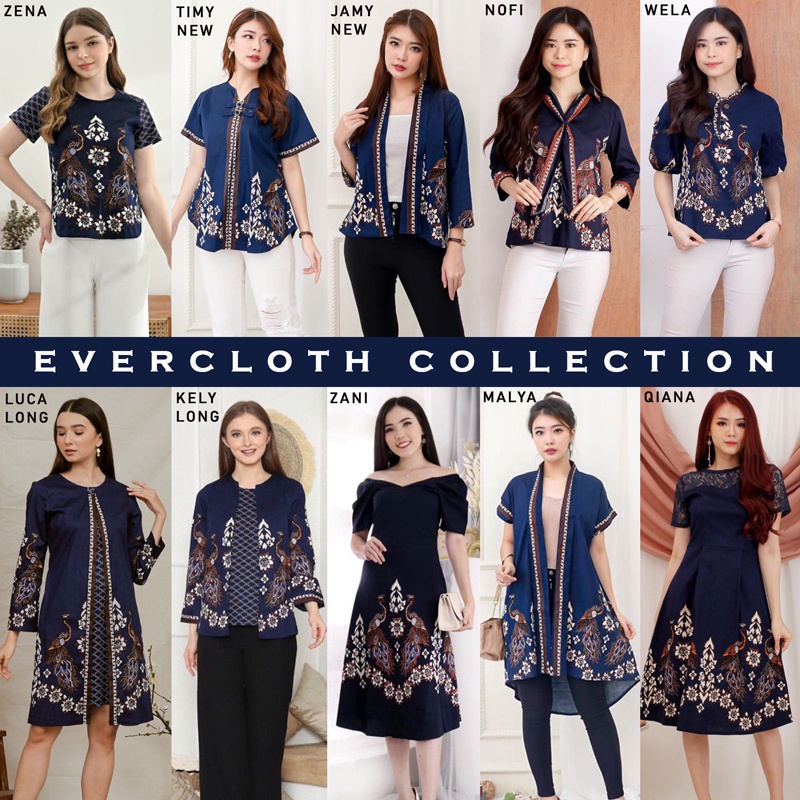 Evercloth Niah Kemeja Batik Wanita Modern Baju Blouse Atasan Batik Perempuan Couple