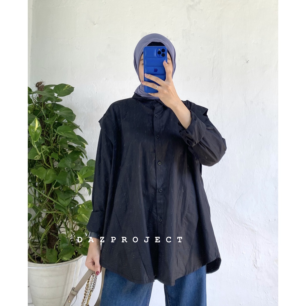 Kyoru Shirt Katun Linen Rami Kemeja Polos Linen Rami dan Katun Poplin by Dazproject