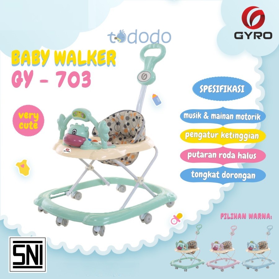 Alat Bantu Belajar Jalan Bayi Baby Walker GYRO - GY 703 / 704 / 312 Dengan Musik &amp; Dorongan