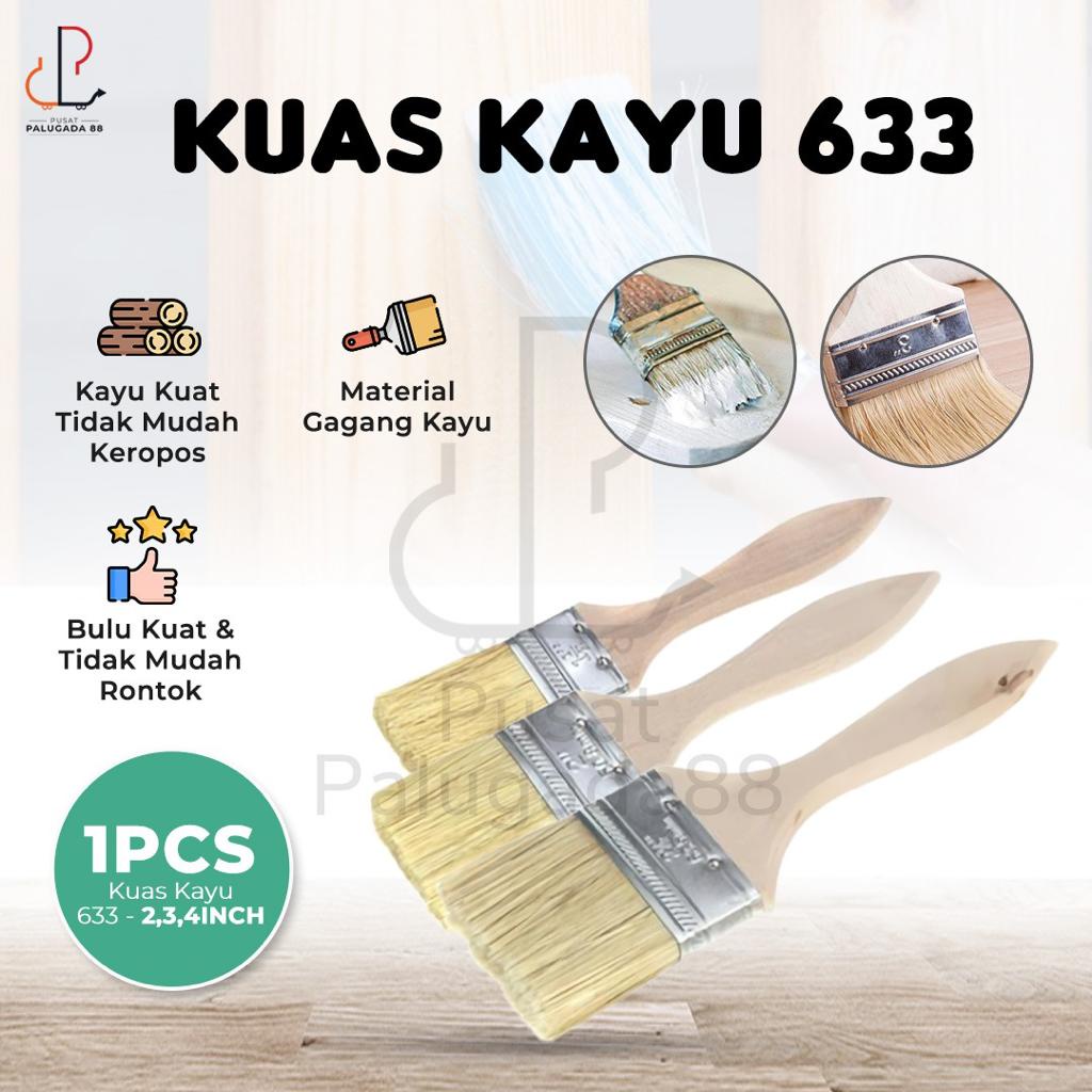 Kuas Cat Paint Brush Gagang Kayu Serbaguna Besi Tembok 1” 2” 3” 4” In Cet Dinding 1 inch 2 inch 3 inch 4 inch MURAH