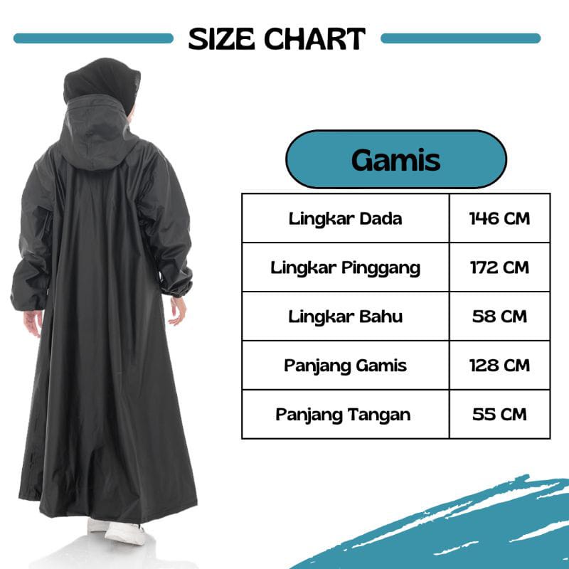 Jas Hujan Gamis Premium / Jas Hujan Wanita Muslimah / Jas Hujan Mantol Hujan Wanita