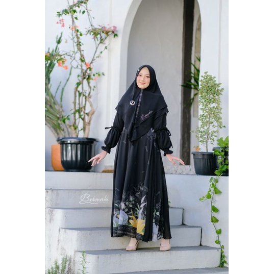 Gamis Bermerks Syar'i Original//BERMERKS ORI//Gamis syar'i// GAMIS SET KHIMAR CERRUTY BABYDOLL//FAIZA  Set Ori BERMERKS