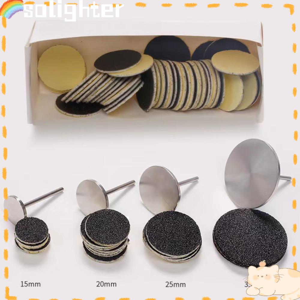 Solighter 50Pcs/Box Disc Pad Penghilang Kulit Mati Nail Polisher Replaceable Amplas Kutikula Kalus