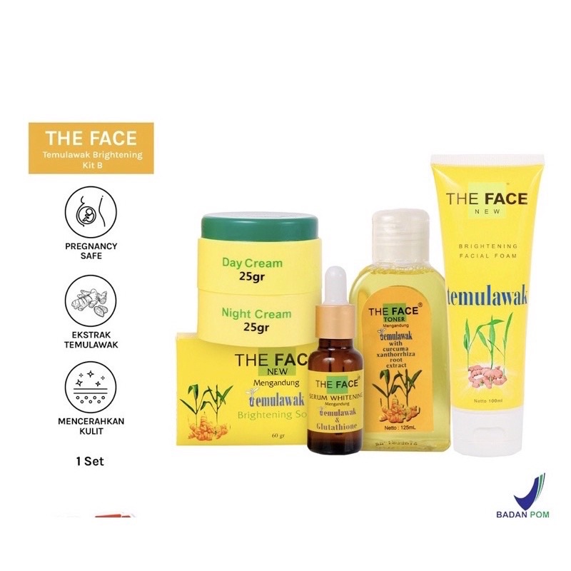 THE FACE TEMULAWAK BRIGHTENING KIT / TEMULAWAK CREAM / FACE WASH / SABUN / TONER /SERUM/ACNE SPOT THE FACE