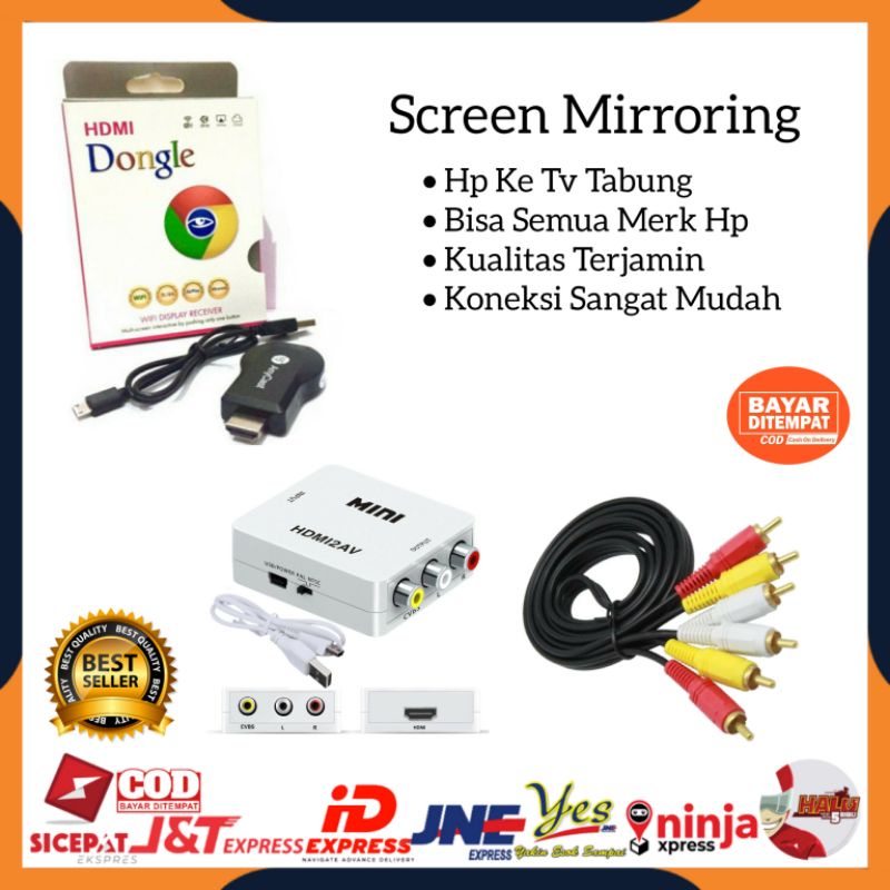 [COD] PAKET LENGKAP ANYCAST MIRRORING DARI HP KE TV TABUNG / ANYCASH DONGLE WIRELESS MIRACAST / PENGHUBUNG HP KE TV