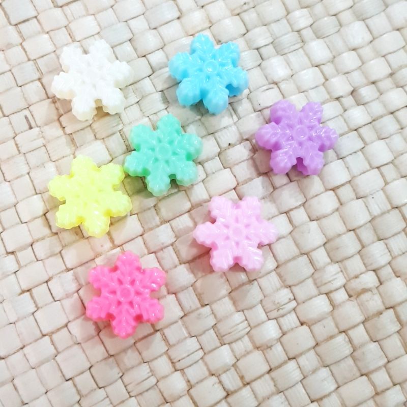 50 biji Mote Salju Manik Snow 1,5cm mix 7 warna