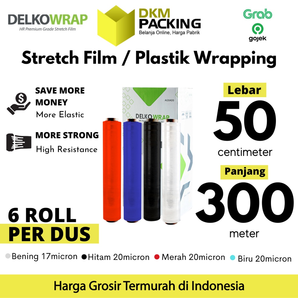 

Plastik Wrapping Stretch Film 50cm x 300m WRAPING DELKOWRAP OJOL /DUS