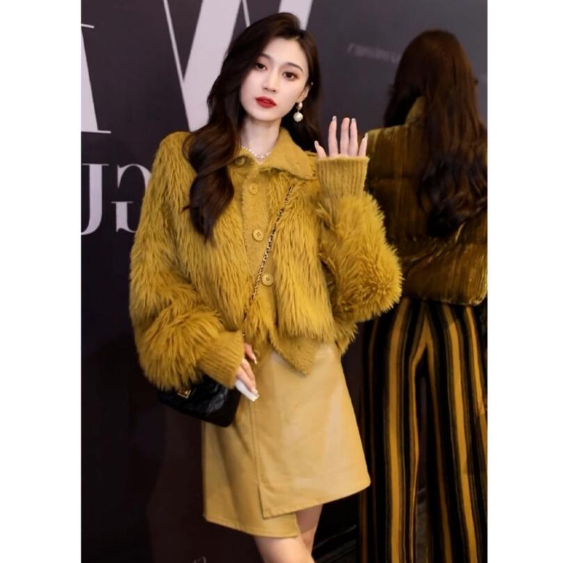 Suhao musim gugur dan musim dingin one-piece suit sweater wanita gaya wewangian kecil high-end sense dress kecil temperamen French two-piece suit rok