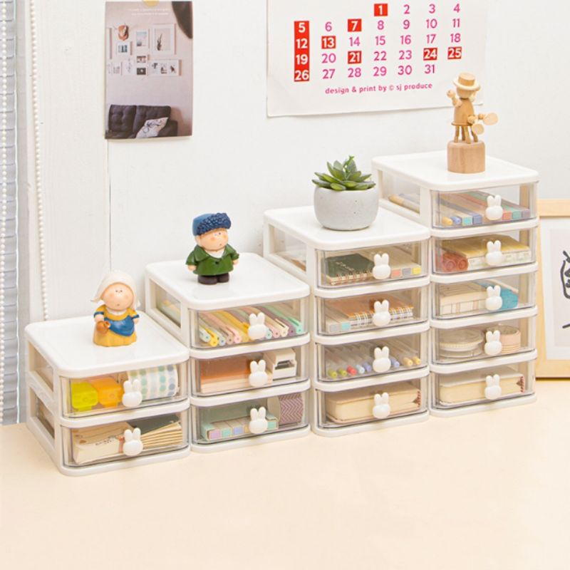 GrosirMart Laci Penyimpanan Kelinci / Desk Drawer Storage Box Stackable Kotak Dokumen Map Kotak Desktop Stationery Organizer