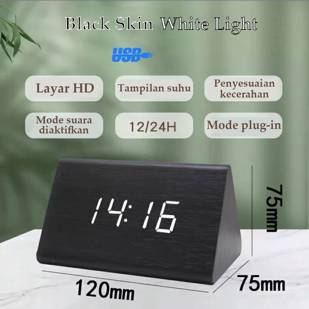 Jam kayu / Jam Meja Kayu Led Digital / Digital Wood Smart Alarm Clock / Digital Jam Led / Jam kayu elektronik