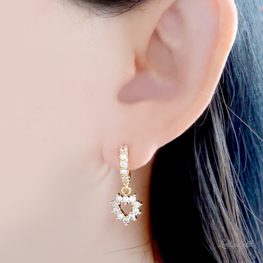 Anting Jepit Xuping Wanita Dewasa Lapis Emas 24 K Perhiasan Fashion Wanita Model Love Marian4