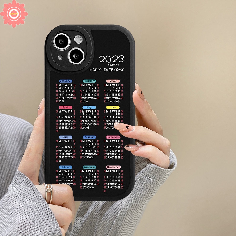 Phone Case For iPhone 11 6 6s 7 8 Plus 14 12 13 Pro Max 14Plus XR X XS MAX SE 2020 Couple Happy Everyday 2023 Calendar Soft TPU Lens Protector Back Cover