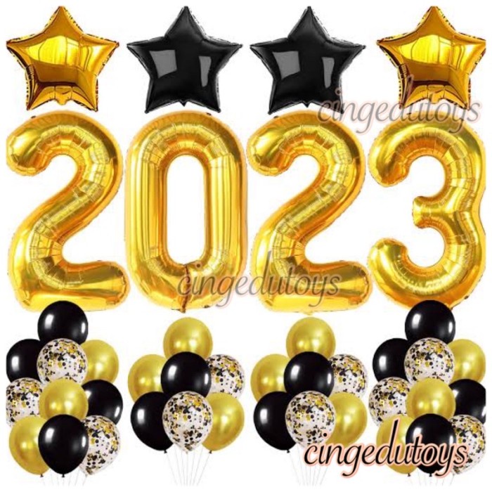

PAKET BALON TAHUN BARU HAPPY NEW YEAR 2023 TEMA GOLD HITAM / SILVER