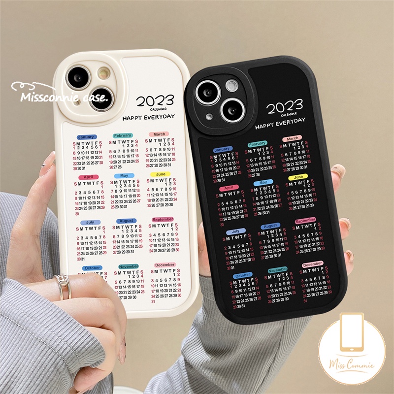 IPHONE Casing Compatible Untuk Iphone6 7 6S 8plus 11 12 13 Pro Max 14 Pro Max XR X XS Max XS 2023kalender Couple Soft TPU Case Cover