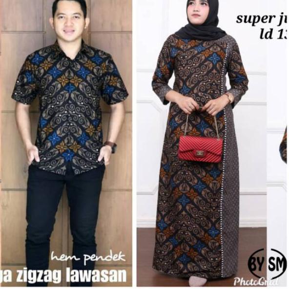[PIN.22De22c] Baju hem atasan pria couple gamis super jumbo ld 110 120 130 140 batik sarimbit katun