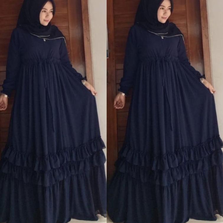 Gamis ceruty babydoll polos full remple keliling maxy polos premium alhaya sabila • LBN.21De22a