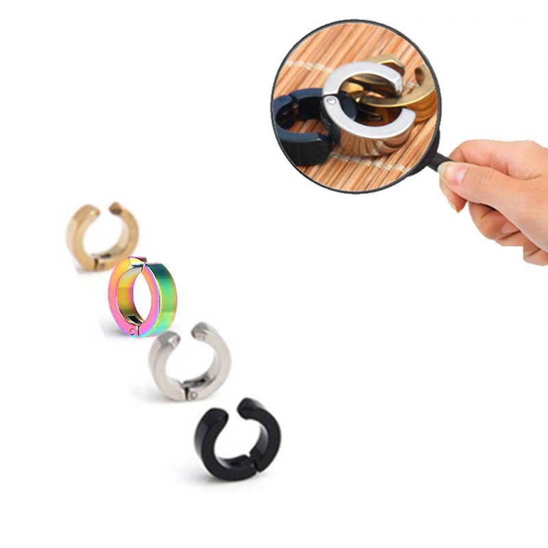 1pc Fashion Pria Stainless Steel Huggie Hoop Earrings