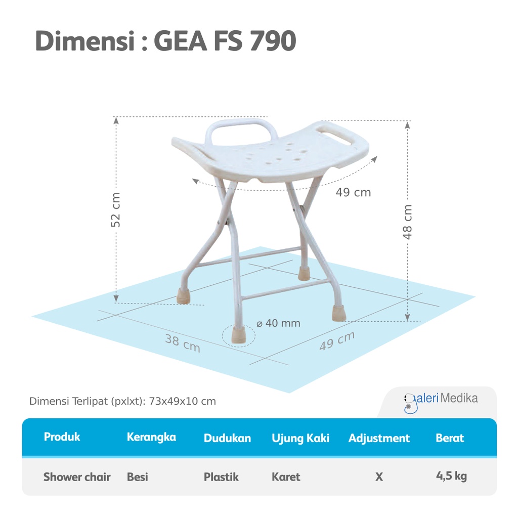 Shower Chair Kursi Mandi GEA FS790 / FS 790 / FS-790