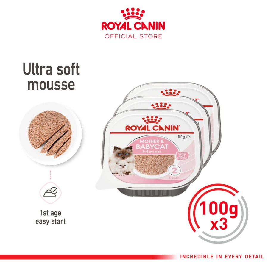 Royal Canin Mother &amp; Babycat Mousse (100g x 3) Wet Makanan Kucing