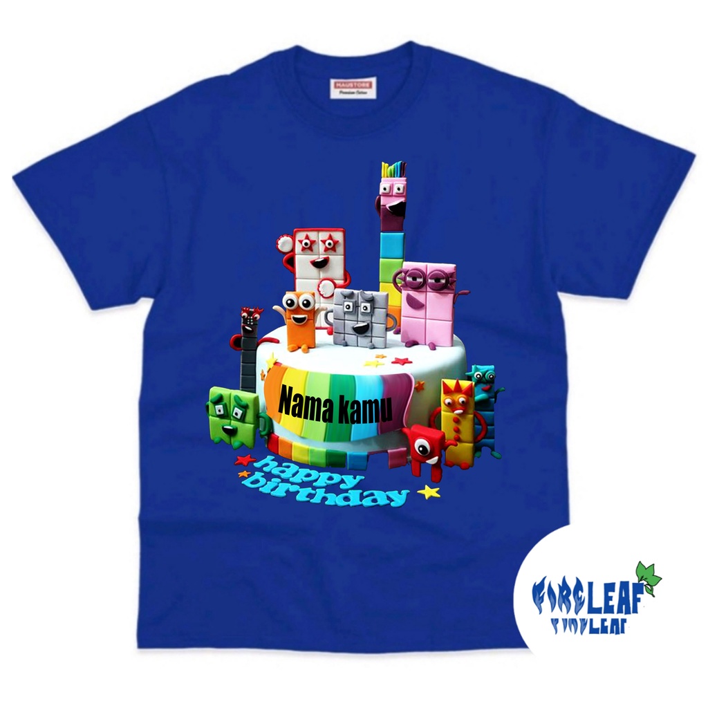 BAJU KAOS ANAK NUMBER BLOCKS HAPPY BIRTHDAY FREE NAMA BAHAN PREMIUM