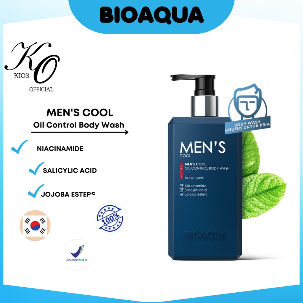 Bioaqua Men's Cool Oil Control Firming Body Wash 400ml / Sabun Mandi Pria
