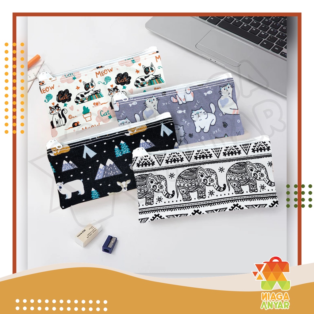 

NAS Tempat Pensil Kanvas Motif Lucu / Pensil Pen Case Tempat Pulpen Alat tulis Make up Bahan Kanvas