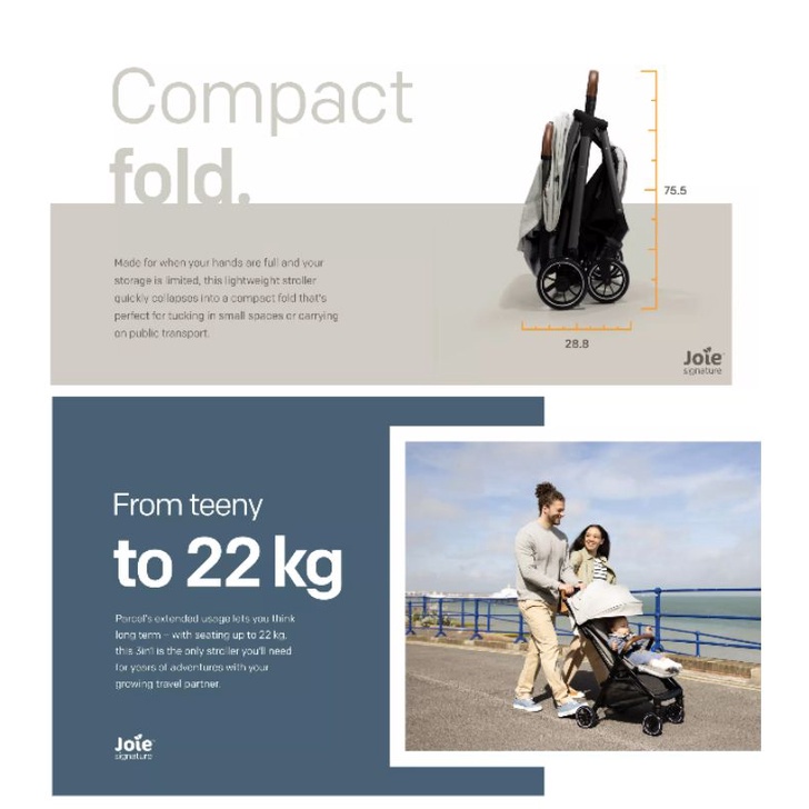 Makassar - Stroller Cabin Size Joie Signature Parcel | Light Weight Birth to 22 kg Multi Mode Stroller With Magnetic Buckle