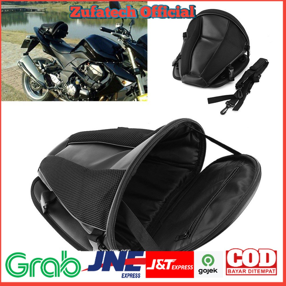 Tas Motor Touring Back Seat Tail Storage Bag - Black - 7RSE1HBK