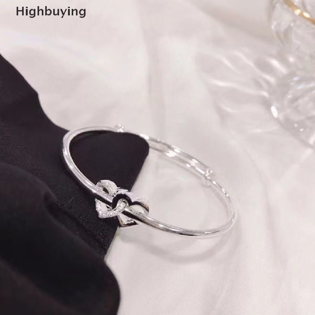 Hbid Fashion Double Heart Adjustable Bangle Fashion Warna Perak Kepribadian Sederhana Gelang Untuk Wanita Gadis Persahabatan Perhiasan Hadiah Glory