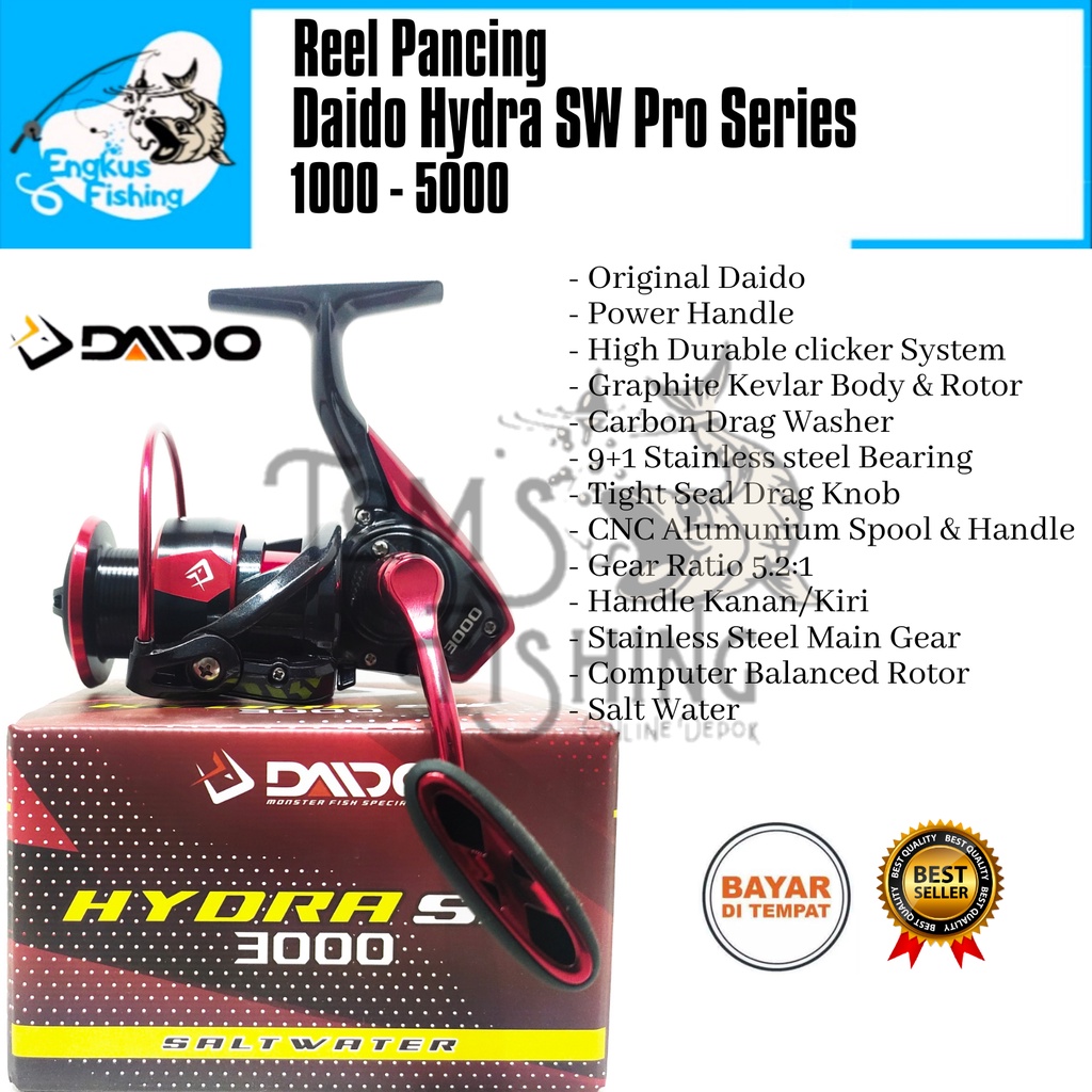Reel Pancing Daido Hydra SW Pro Series 1000 - 6000 (9+1Bearing) Salt Water PH - Engkus Fishing