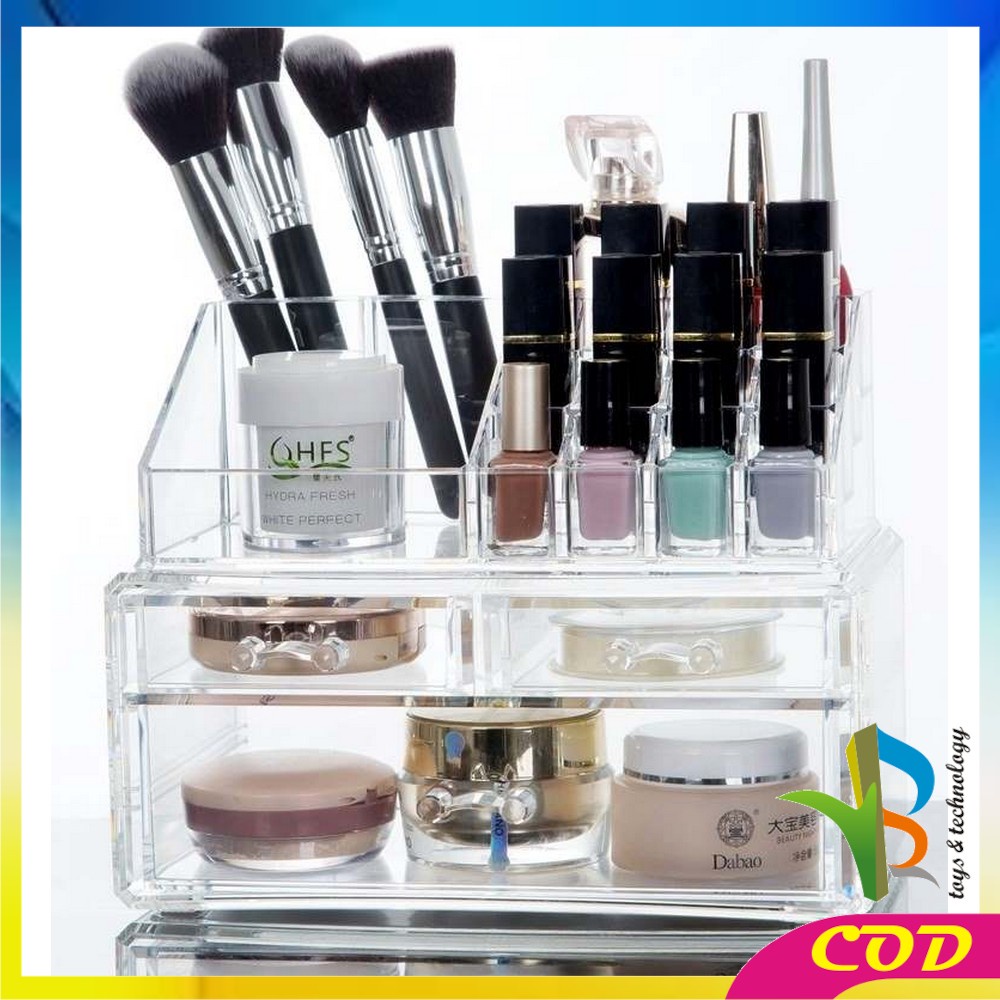 RB-K16 Kotak Make Up Acrylic + 3 Laci Rak Kosmetik Organizer / Rak Serbaguna / Storage Box Cosmetic