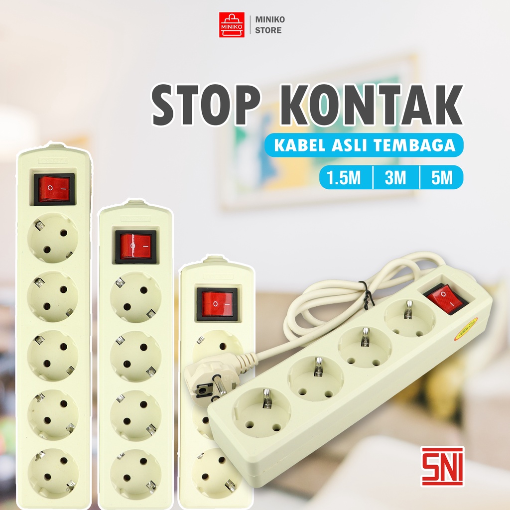 Stop Kontak/Colokan Listrik 5meter 3,4&amp;5 lubang