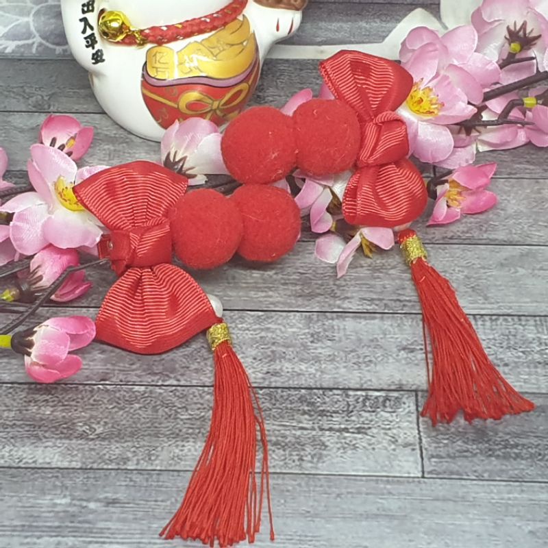 Jepitan CNY/ Jepit imlek/pita/ Pita rambut anak warna merah
