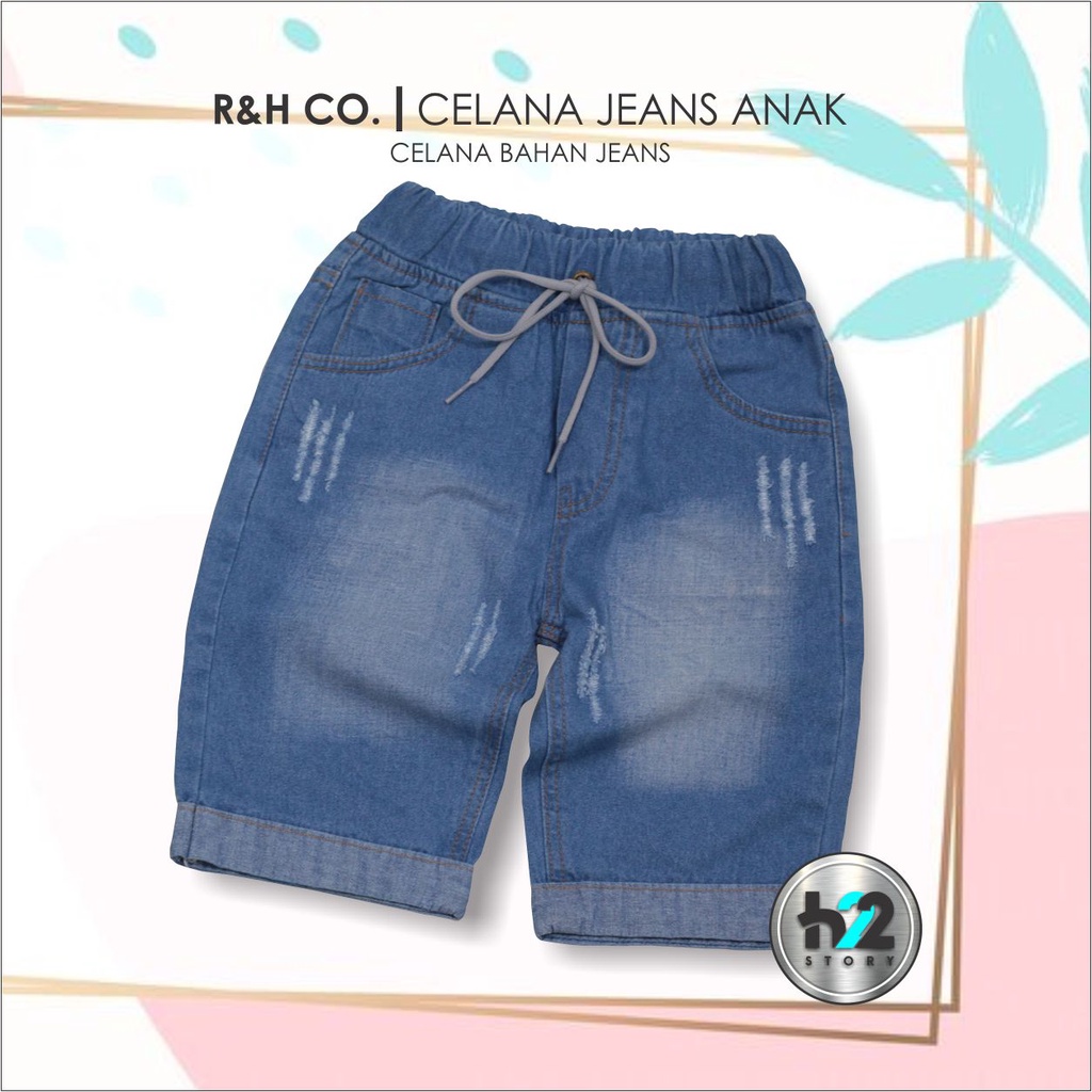 Setelan Anak Celana Jeans / Setelan Jeans Anak Laki Laki /  Setelan Kaos Distro Anak Celana Jeans Pendek Usia 3-12 Tahun / By H22Story