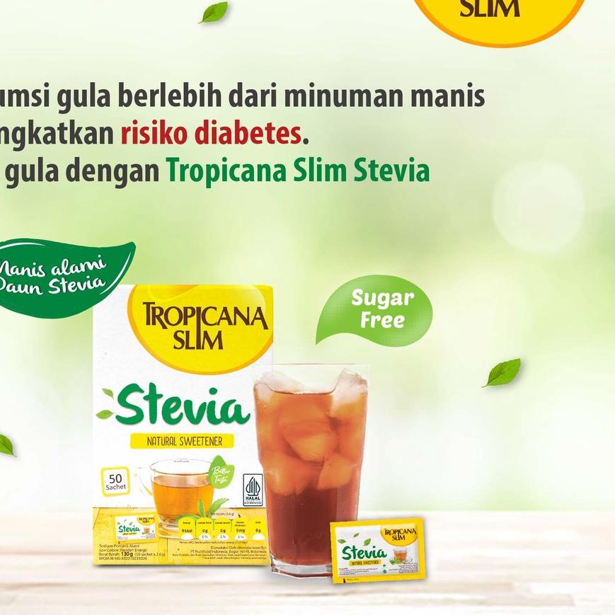 

TOP PRODUK Twin Pack - Tropicana Slim Sweetener Stevia 50 sachet - Pemanis Alami untuk Batasi Gula...