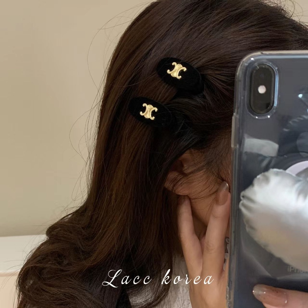 Logam Huruf Klip Rambut Klip Sisi Klip Poni Klip Aksesoris Rambut Hiasan Kepala Hair Clip Duckbill Clip Perempuan Musim Gugur Dingin Beludru