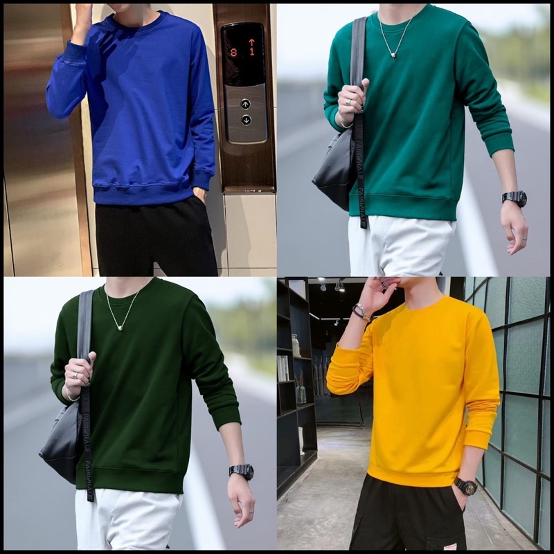 BAJU ATASAN KAOS POLOS PRIA COWOK LENGAN PANJANG FASHION KEKINIAN