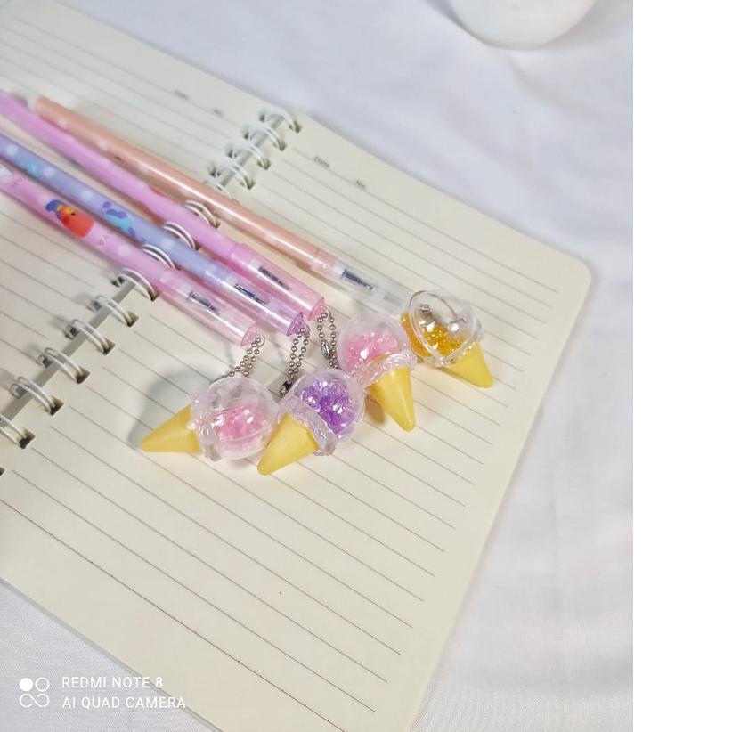 

국 SELUSIN PULPEN ES KRIM BT ISI 12 PCS GEL PENA PEN ICE CREAM KRISTAL GANTUNGAN BOBA GLITTER Update