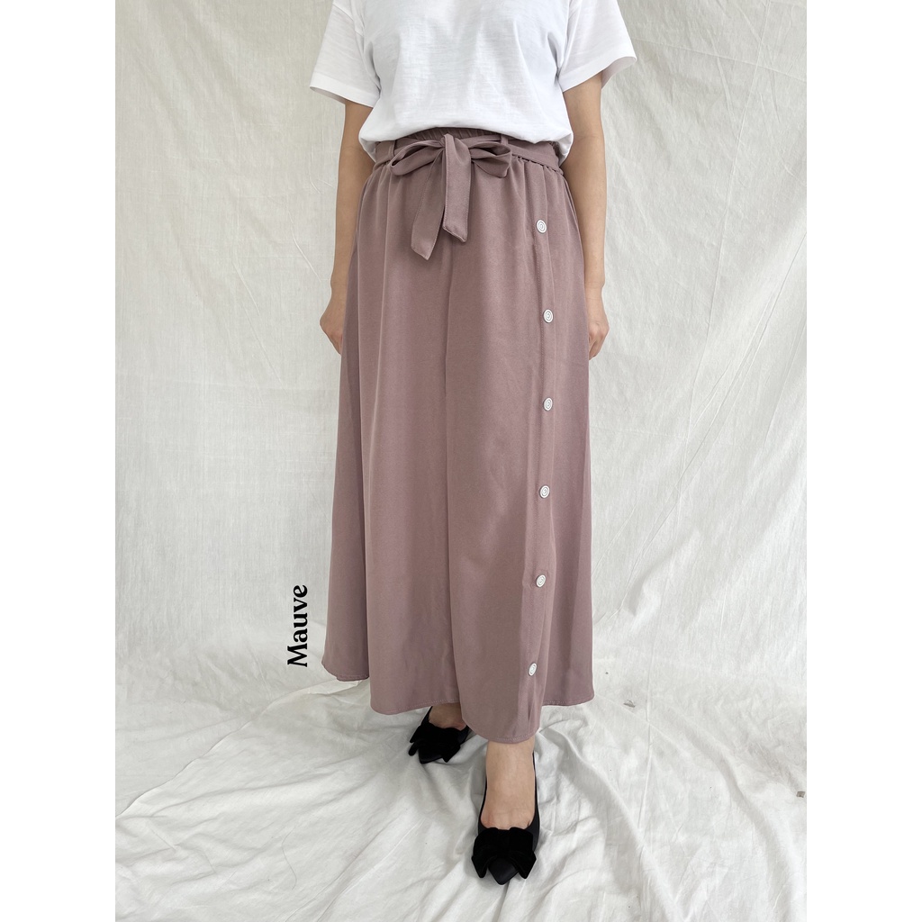 ZOYA SKIRT - ROK KANCING BUTTON SKIRT POLOS BASIC BAHAN SHAKILA PREMIUM