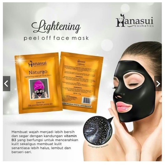 HANASUI Naturgo Lightening Peel Off Face Mask 10g Black Gold Anti Aging Masker Hitam Komedo Masker Wajah Mineral Mud Mask