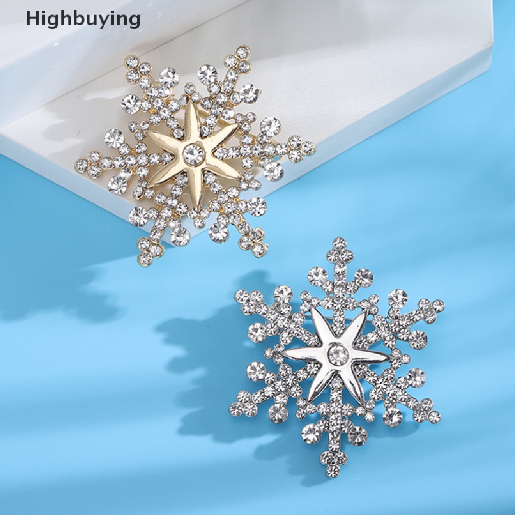 Hbid Fashion Pin Menawan Kristal Berlian Imitasi Bros Natal Snowflake Bros Natal Bros Hadiah Glory