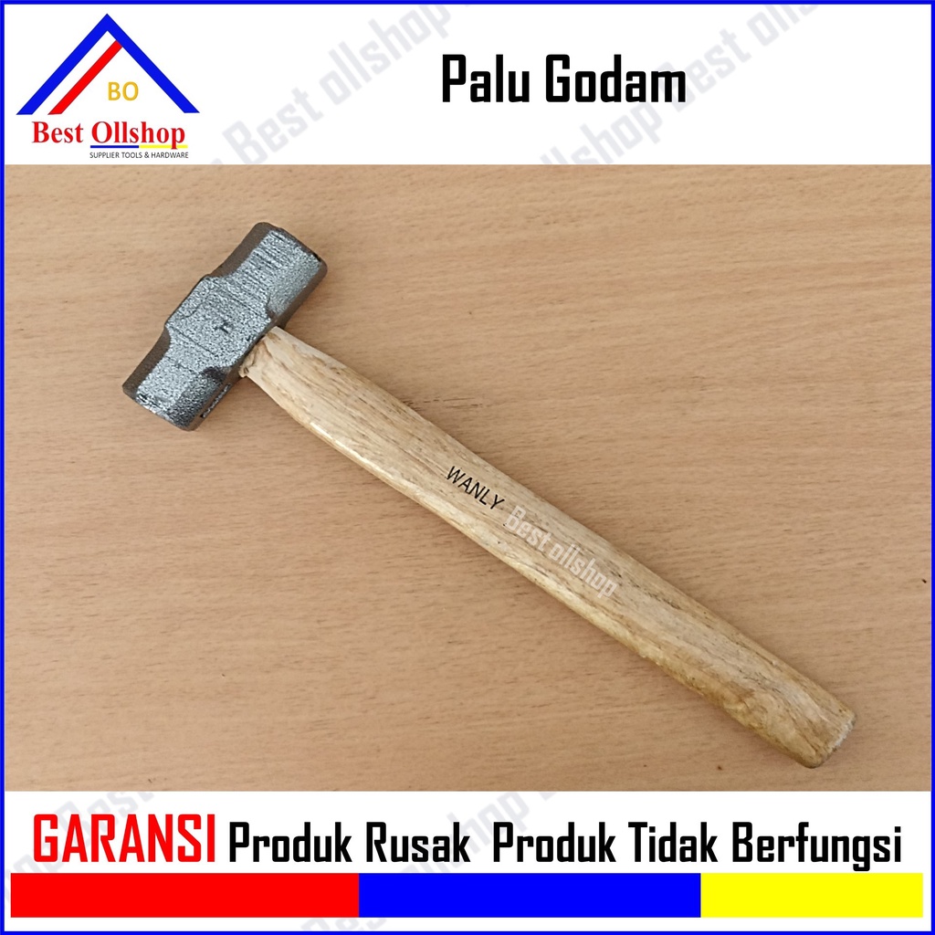 Palu Batu Beton Tembok 2 LB Palu Bodem Bogem 2Lb Gagang Kayu / Palu Besi Batu Bobok Tembok