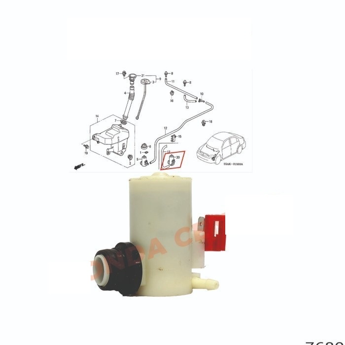 Motor dinamo washer wiper accord cm5 2003 2004 2005 2006 2007 tabung wiper accord cm5 2003 2004 2005