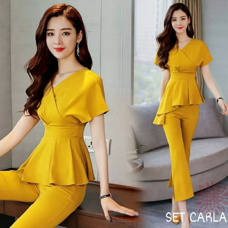Setelan Wanita Marina Setelan Baju Dan Celana Baju Cewek Harian Model Baju Korea Baju Kerja Kantoran