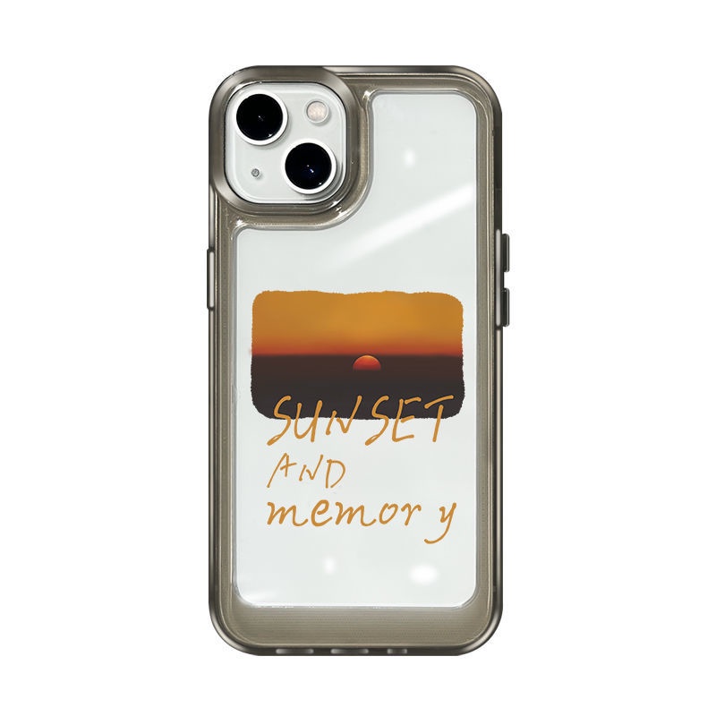 IPHONE Sunset Memory Shockproof Soft Phone Case Kompatibel Untuk Iphone14 11 13 12 Pro XS Max Casing X XR 78 6 6S Plus Cover TPU Transparan