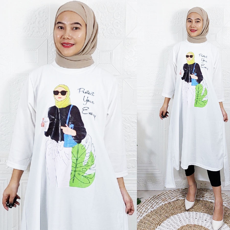 DRESS JUMBO PROTECT YOUR ENERGY LONG TUNIK WANITA CANTIK DM OVERSIZE GL FASHION