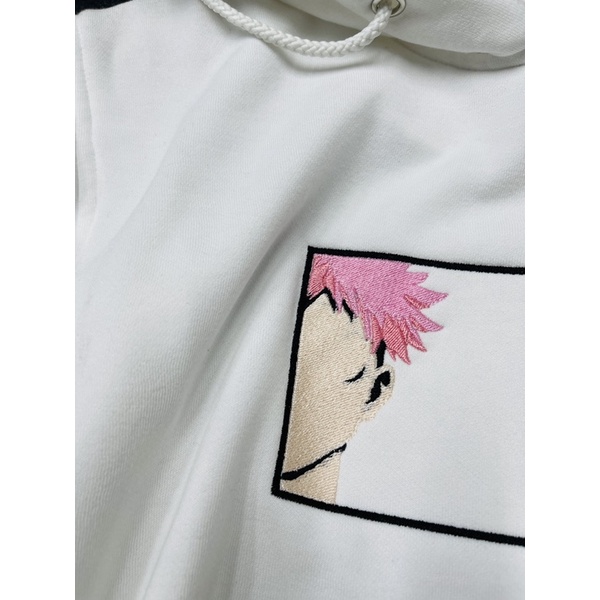 Hoodie Sukuna Itadori Face Embroidery Anime Manga Jujutsu Kaisen Premium Unisex