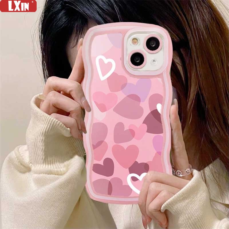 New Case Realme 10 C33 C30 C31 C35 C21Y C25Y Realme C11 C25 C17 C15 C12 C3 C2 Realme 8i 7i 5 5i 6i 7 Pro Peach Jantung Gelombang Tepi TPU Phone Case Cover
