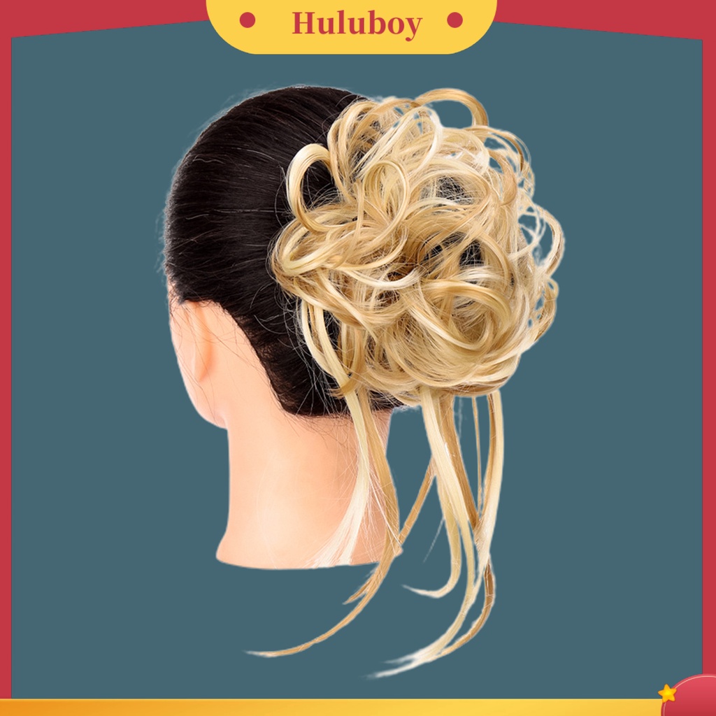 Wig Rambut Bun Elastis Breathable Efek Messy Untuk Pesta