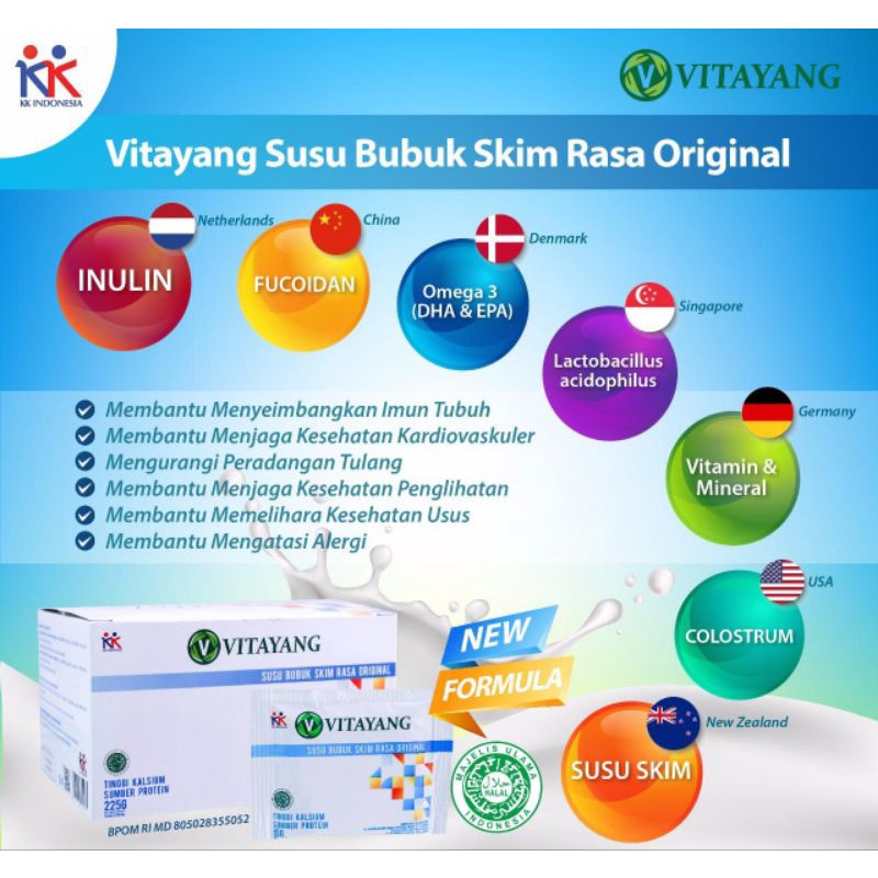 Vitayang Susu Skim Bubuk Colostrum Rasa Original kk indonesia Susu Skim Bubuk Kolostrum Antibiotik Anti Virus antioksidan imunitas tubuh